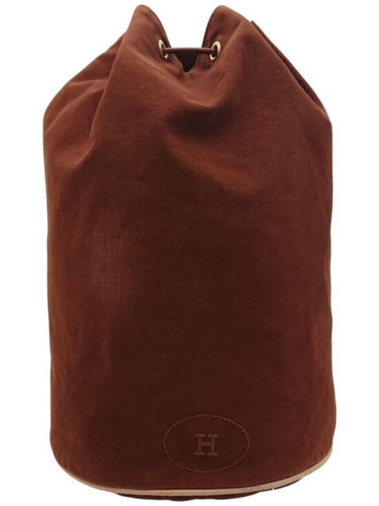 Hermes Handbags - Hermes Polochonmimil Shoulder Bag Brown Canvas Drawstring